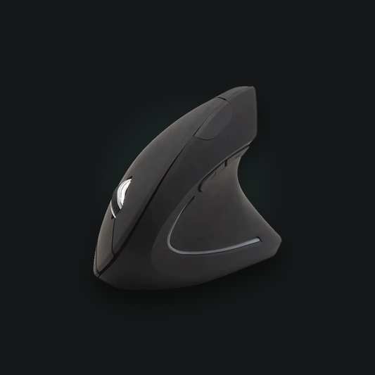 Souris verticale sans fil Souris Portable, noire, vue de trois quarts
